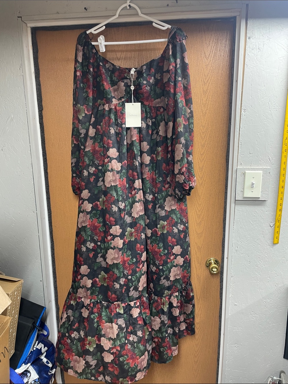 NWT Bohme Floral Long Sleeve Maxi Dress Jennifer Floral Maxi Dress